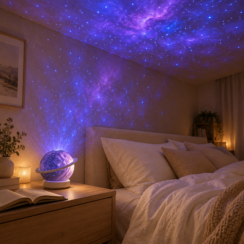 Projecteur galaxie étoilé - ambiance chambre cosy
